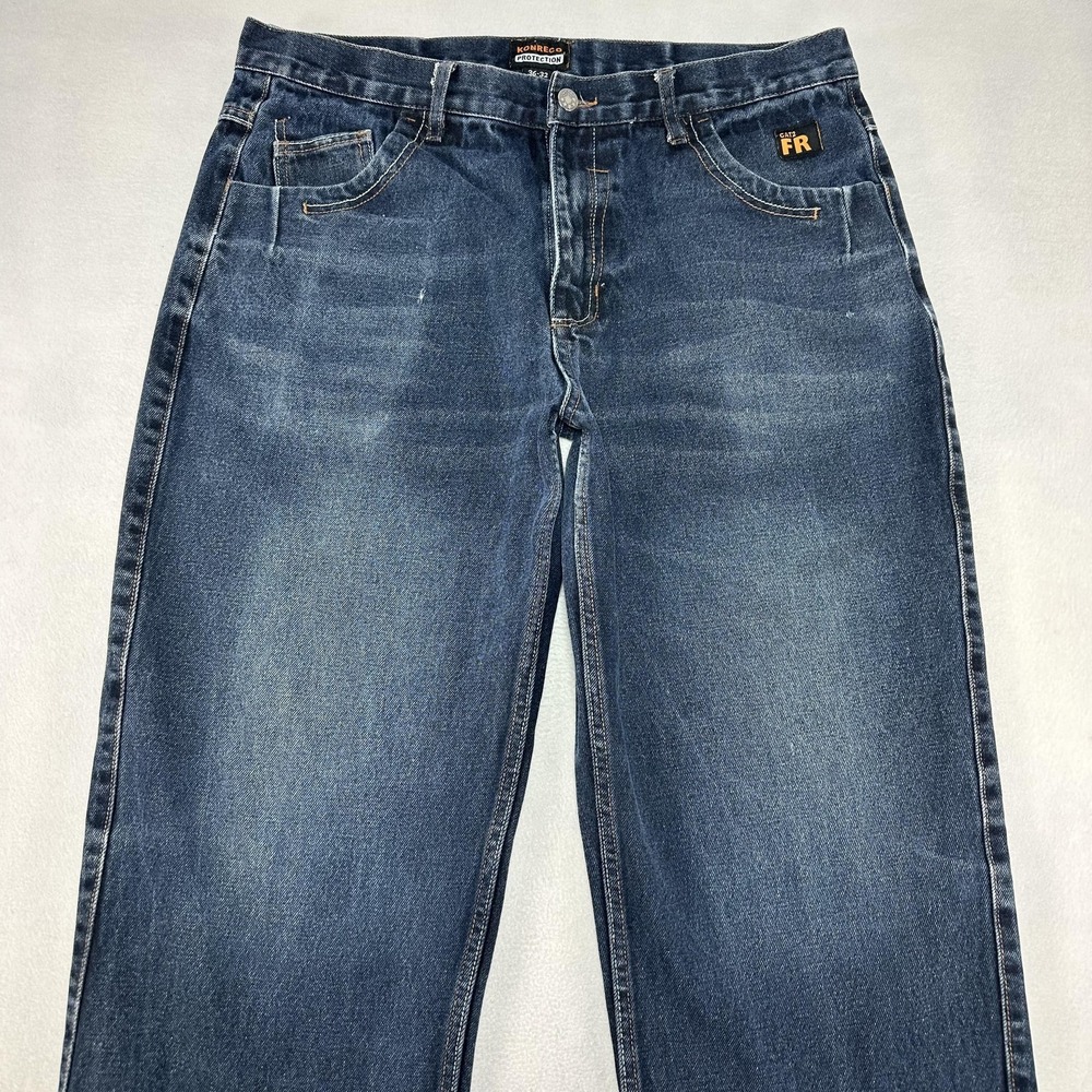 Konreco FR Jeans Mens 36x30 Blue Relaxed Fit Flame Resistant CAT 2 Denim Work